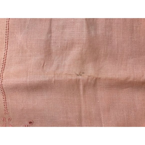 Vintage Peach Bridge Game Luncheon Tablecloth set w 3 napkins Embroidered Linen - Picture 9 of 10